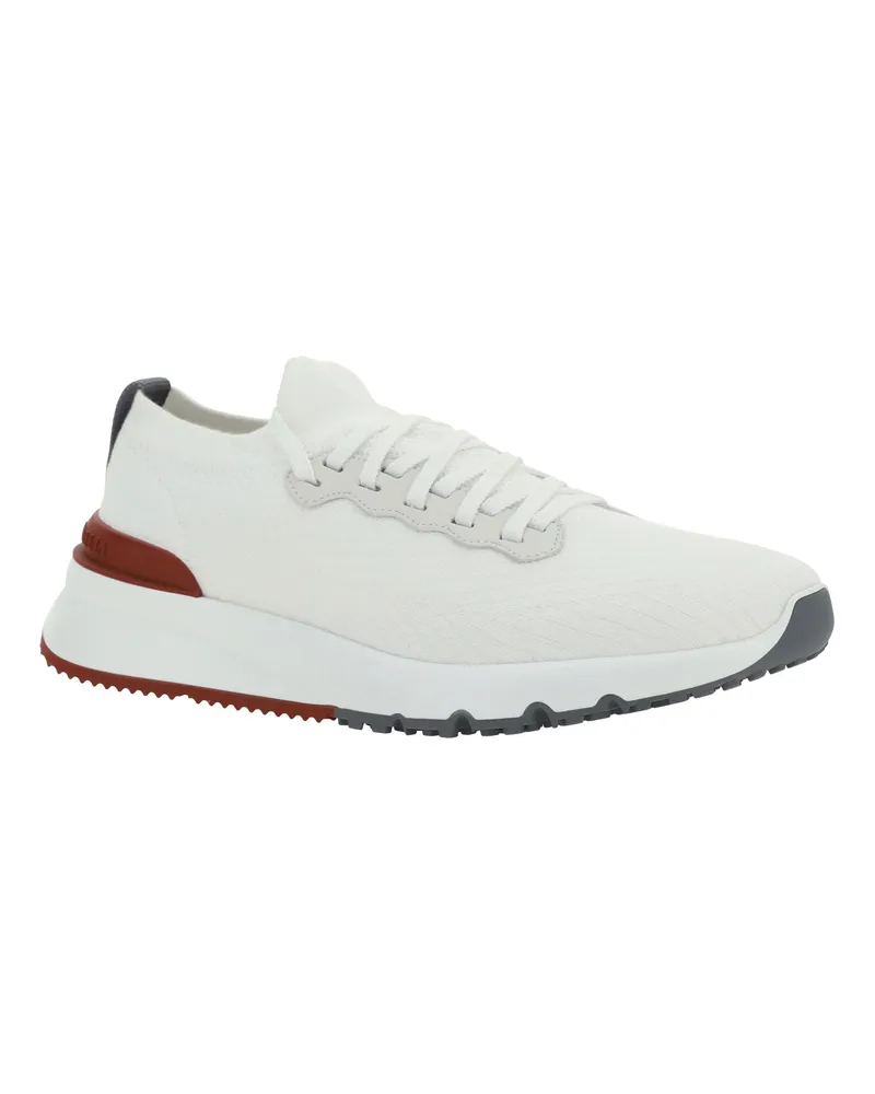 Brunello Cucinelli Men's Cotton Sneakers Bianco+bianco Ottico Upper: Cotton; Sole: Rubber White