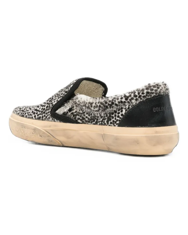 Golden Goose Animal-Print Leather Slip-On Sneaker — Black Black