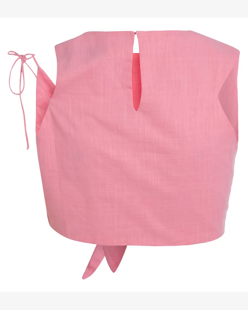 Mother Of All Women's Cotton Crop Top With Decorative Bow Pink Pink