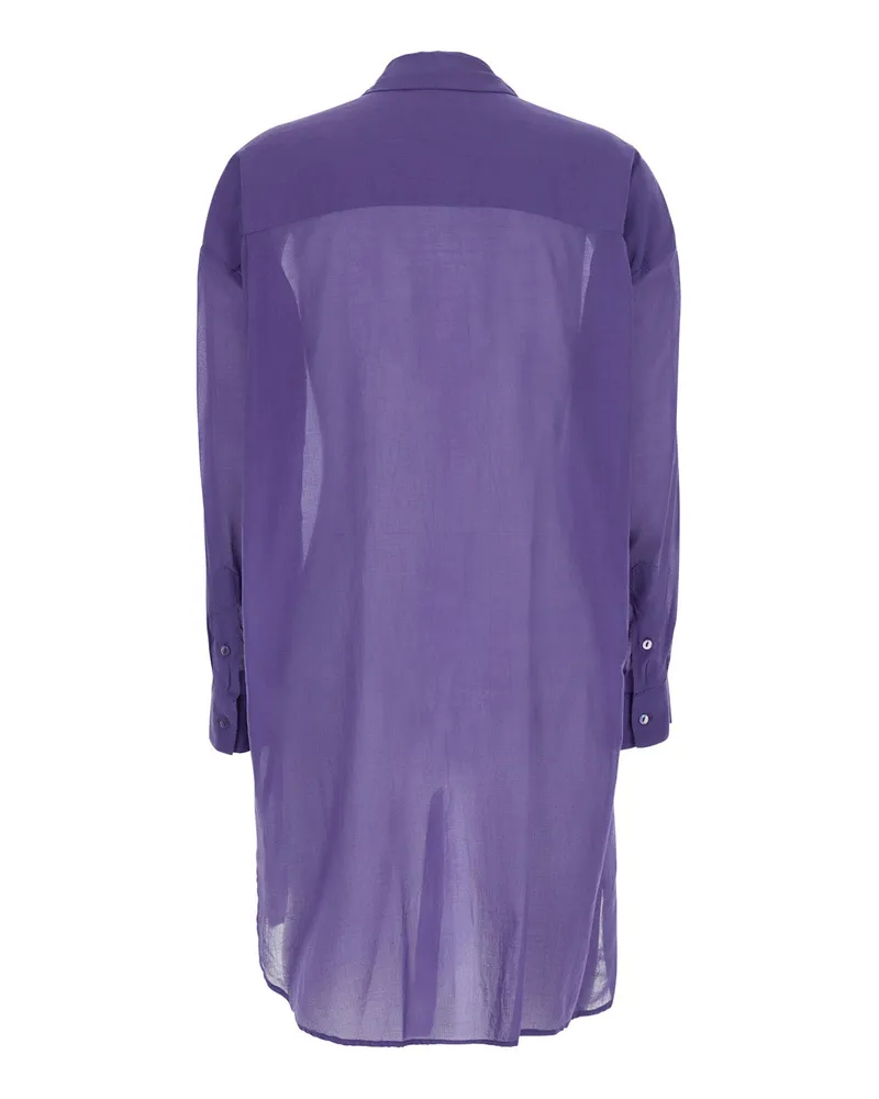 ..,merci Women's Long Shirt C400 Violet Viscose Blouses Purple