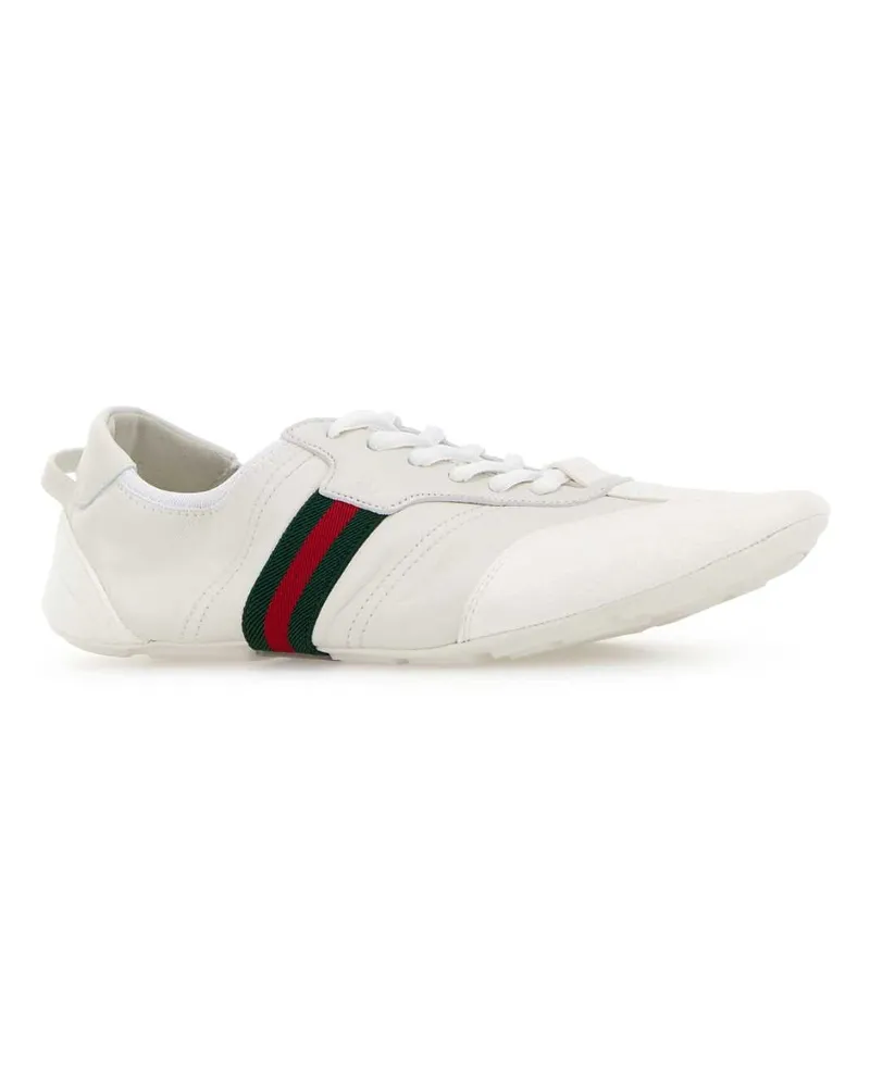Gucci Women's White Leather And Suede Flex Sneakers Gwhgwhvrvgwh White
