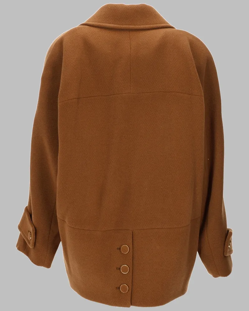 Chloé Wool Double-Breasted Coat — Beige Beige