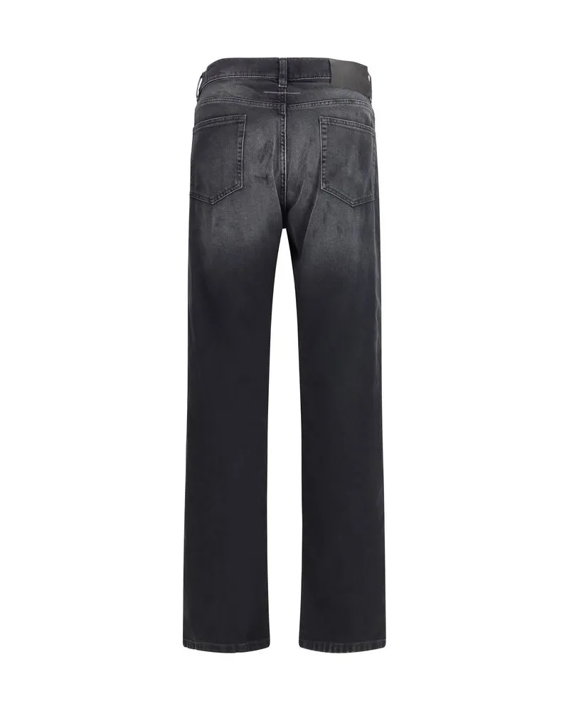 Maison Margiela Men's Black Cotton Straight-Leg Jeans Clothing Black
