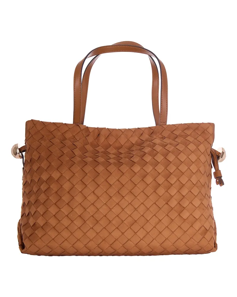 Liu Jo Women's Handbag Woven Faux Leather Sequoia Polyester Handbags Hand Bags Brown