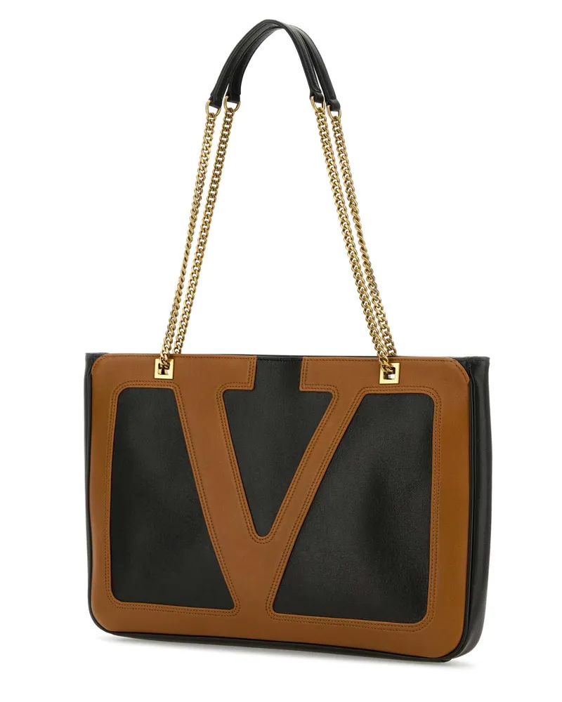 Valentino Garavani Women's Black Nappa Leather Medium Viva Superstar Shopping Bag Nerospice Borse A Mano Black