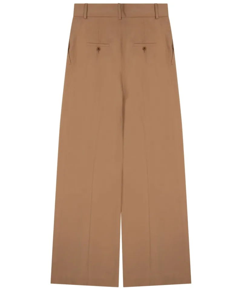 Alberta Ferretti Wide Leg Tailored Trousers — Beige Beige