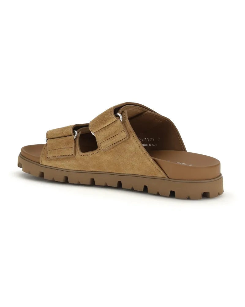 Prada Men's Sandals Suede Cinnamon Calf Leather Brown