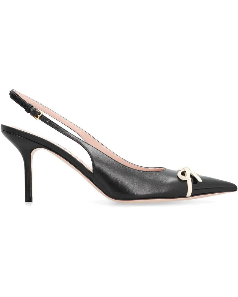 Valentino Garavani Women's Leather Slingback Pumps Black-Ivory Calf Black/ivory Black