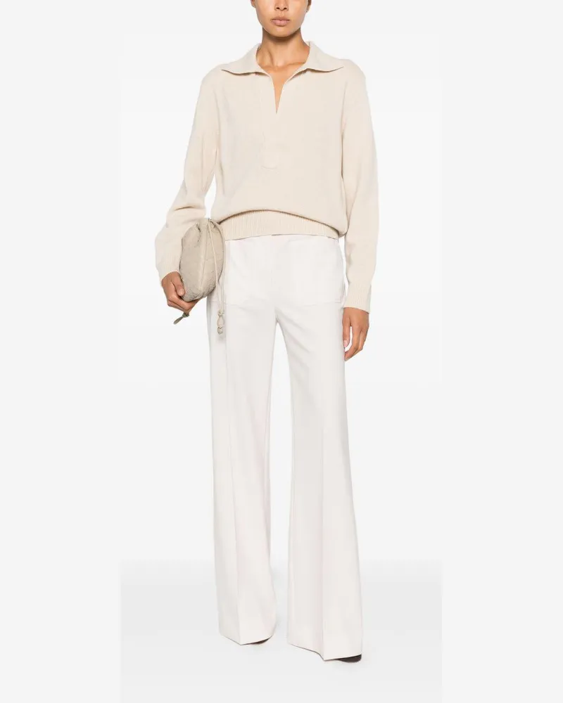 Victoria Beckham Women Knit Sweater Genevieve Cream Wool Cream