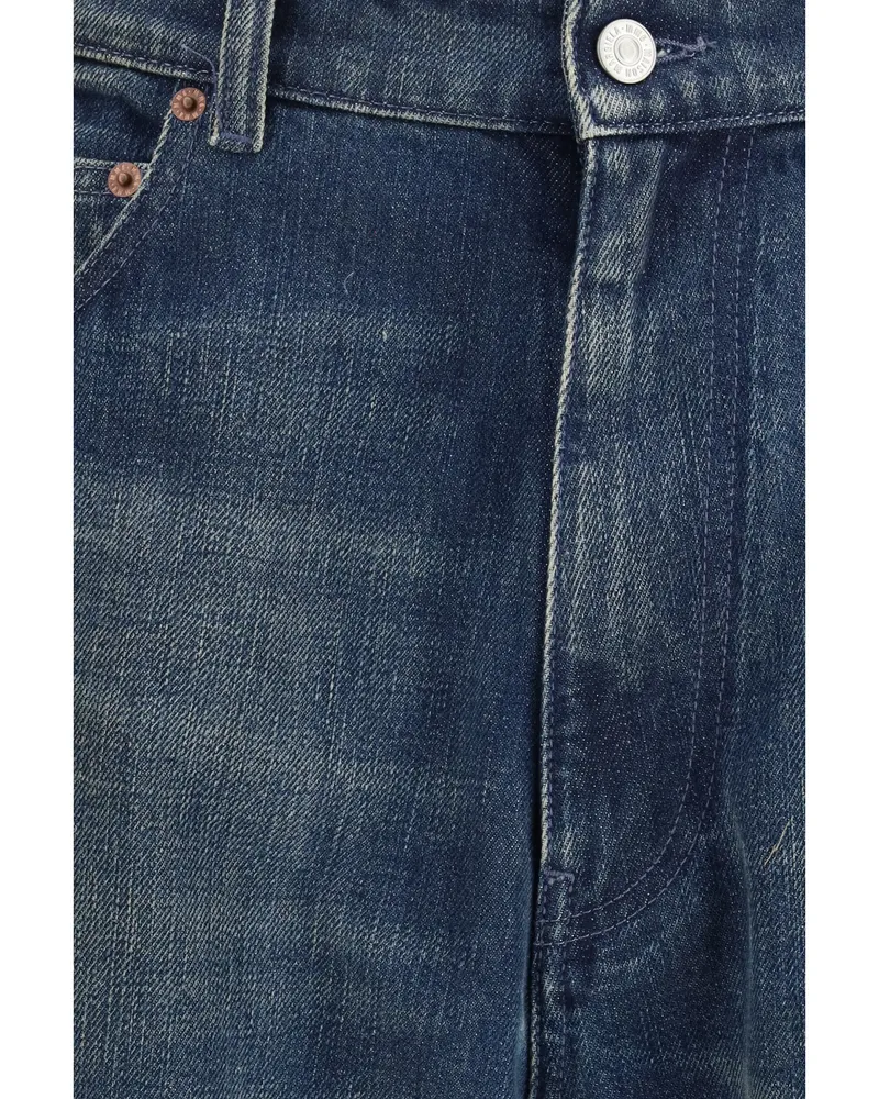 Maison Margiela Men's Five-Pocket Pants Dark Blue Cotton Jean Blue