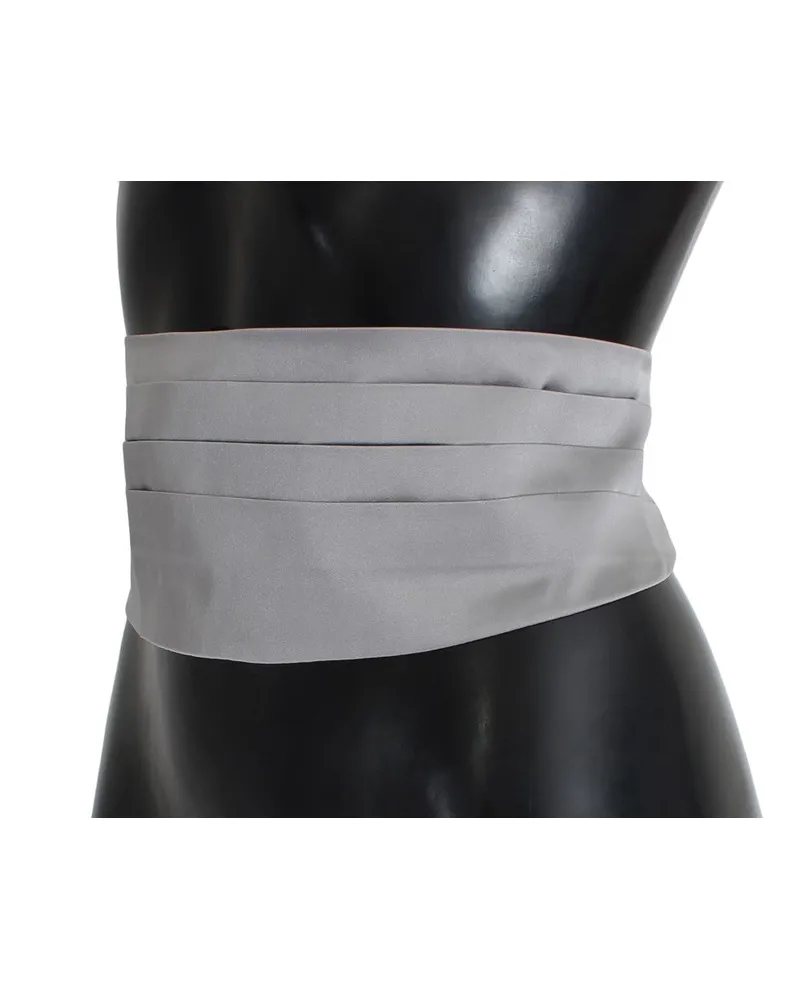 Dolce & Gabbana Men's Gray Waist Belt Silk Cummerbund Gray