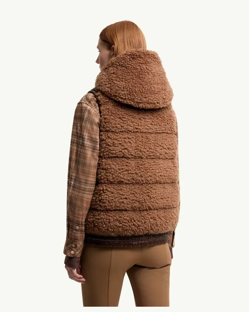 Moncler Quilted Fleece Vest — Caramel Caramel