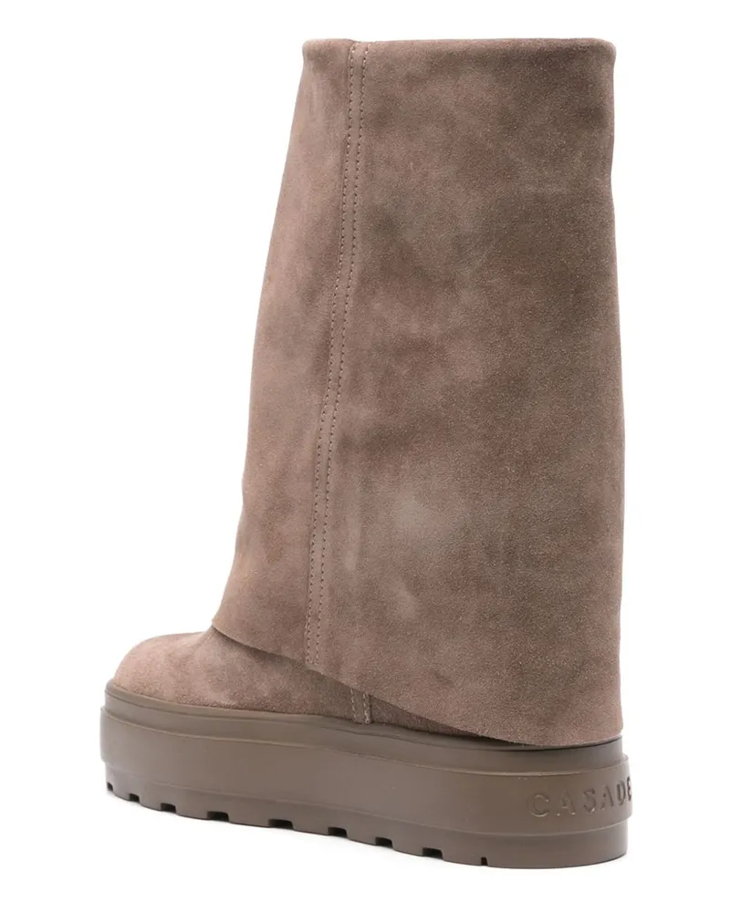 Casadei Suede Platform Boot — Taupe Taupe