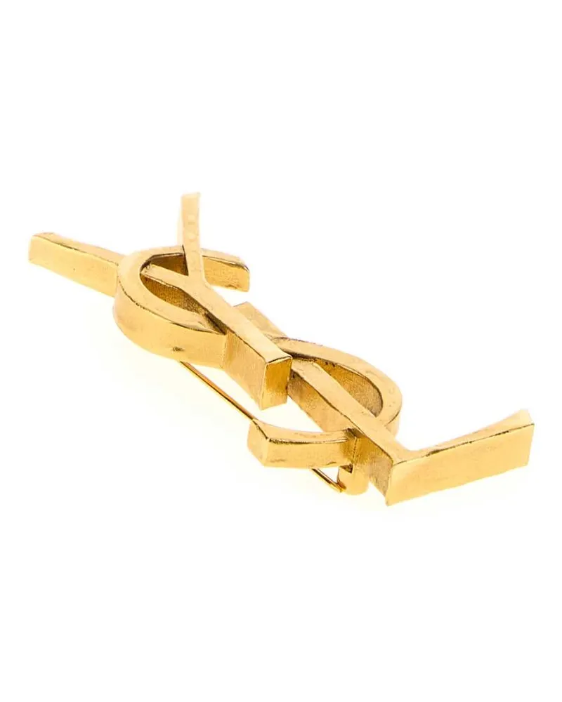 Saint Laurent Women's Broche Cassandre Roc Or3npatine Orecchini Earrings Gold