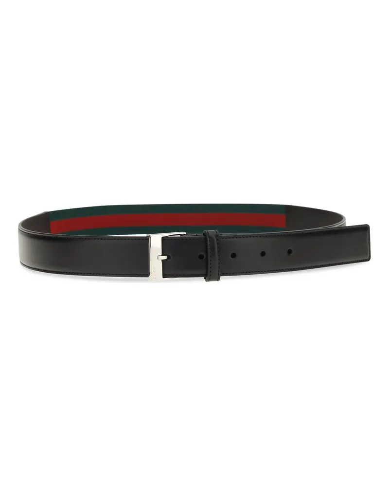 Gucci Men's Belt Square Buckle Black Black-Vrv Calf Leather Black/vrv Black