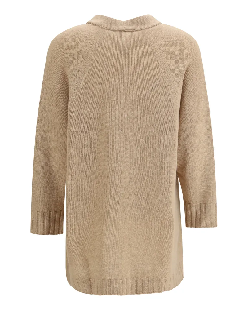Fabiana Filippi Women's Cardigan Fine Knit With A V-Neckline Faggio Sweater Beige