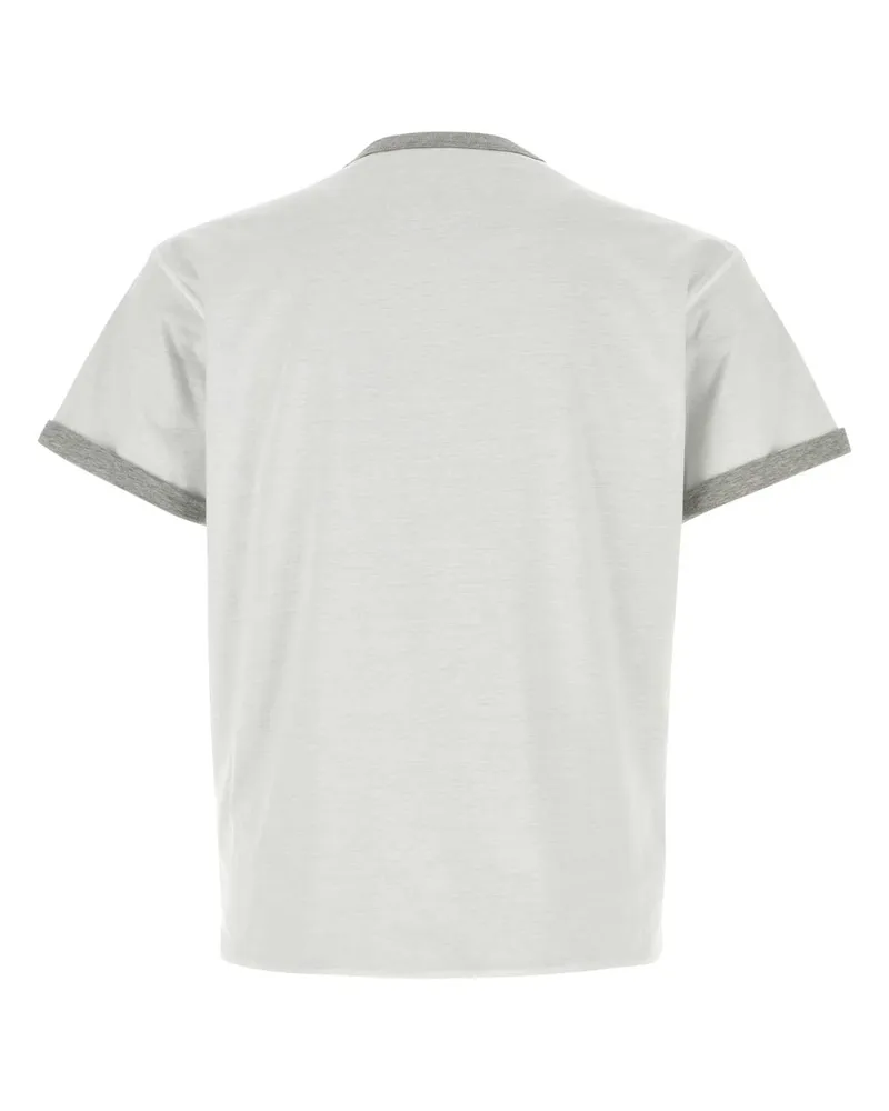 Prada Men's White Cotton Reversible T-Shirt Bianco+grigio Exterior White