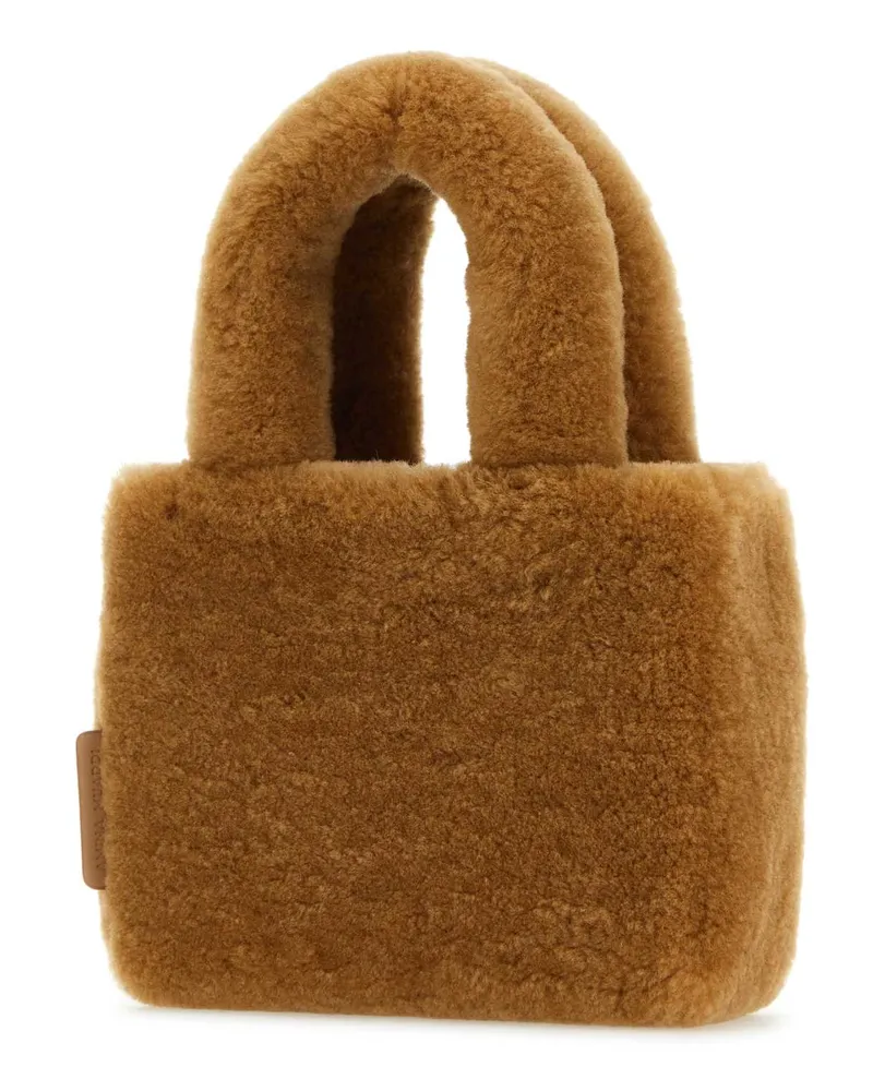 Amina Muaddi Women's Camel Shearling Amini Giuly Handbag Latsilha Borse A Mano Bag Camel