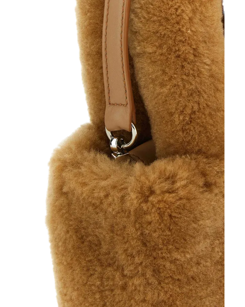Amina Muaddi Mano Top Handle Bag — Camel Camel