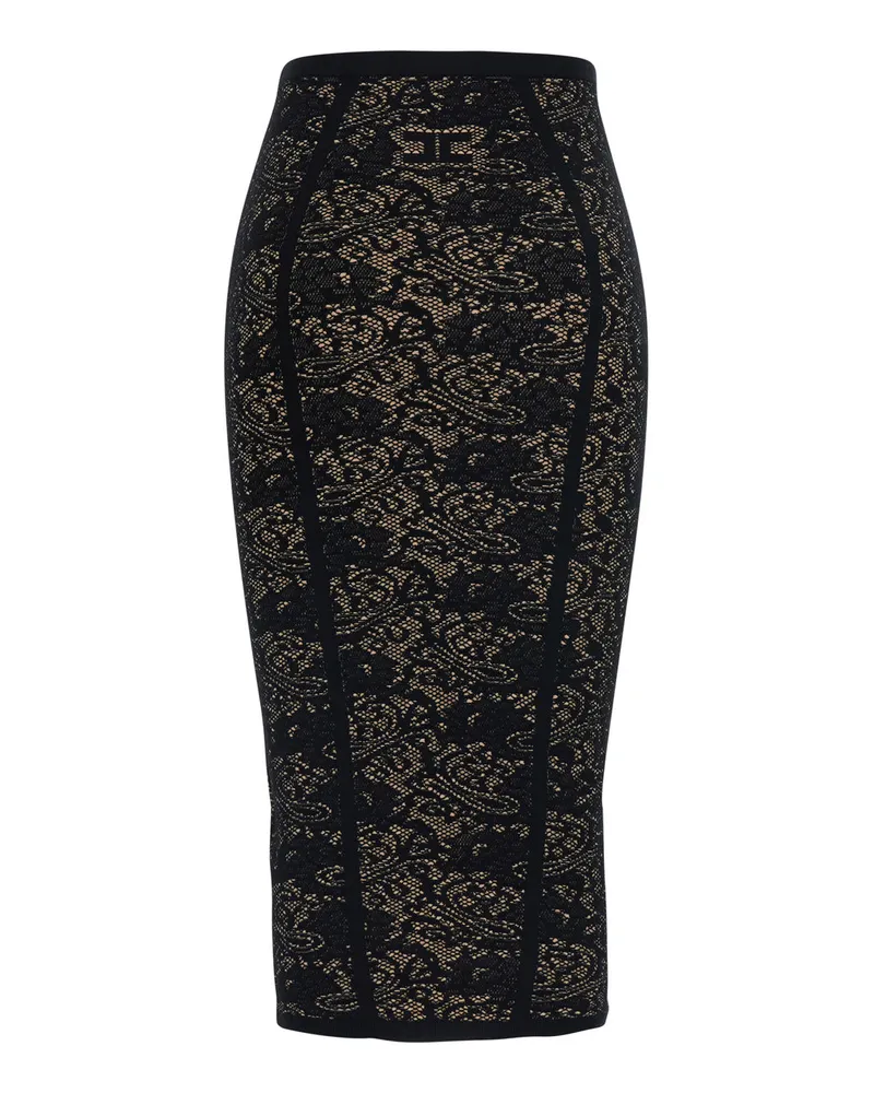 Elisabetta Franchi Women's Lace Knit Skirt Black Viscose Black