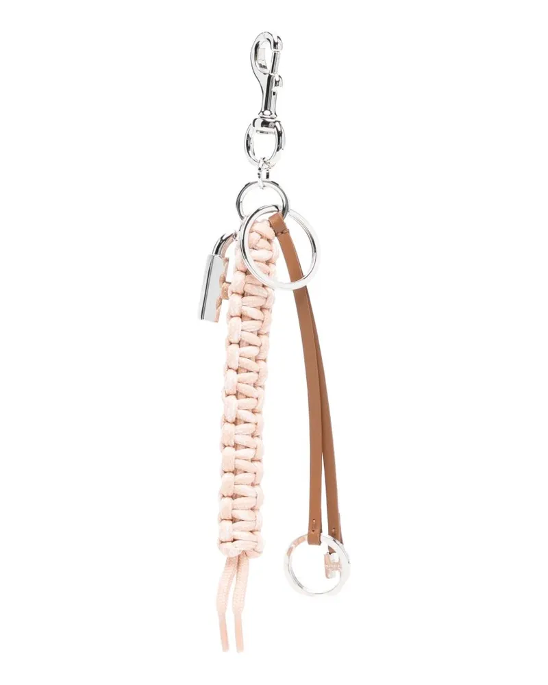 Hogan Leather Charm Key Case — Brown Brown