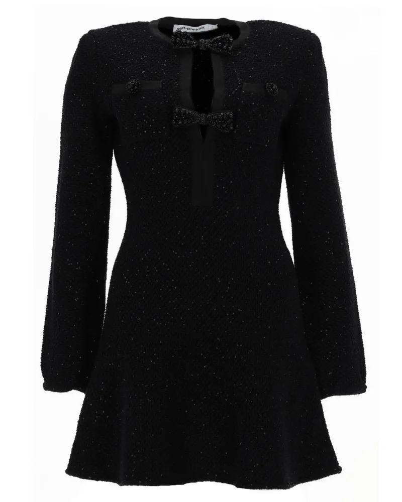 Self-Portrait Cut-Out Detail Mini Dress — Black Black