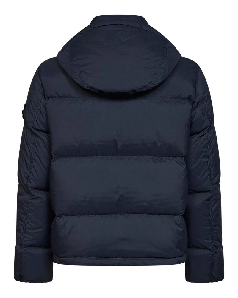 Stone Island Men's Hooded Down Jacket Navy Blue Cordura Polyamide Padded Navy
