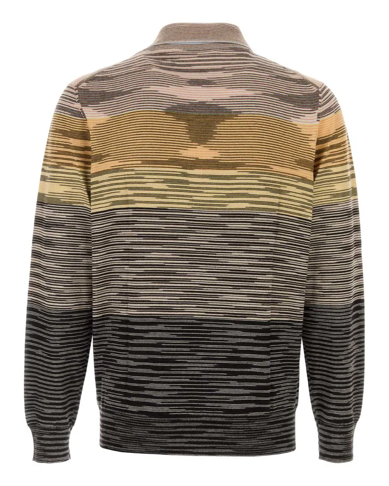 Missoni Men's Embroidered Wool Polo Shirt Yellowbrown Exterior Brown