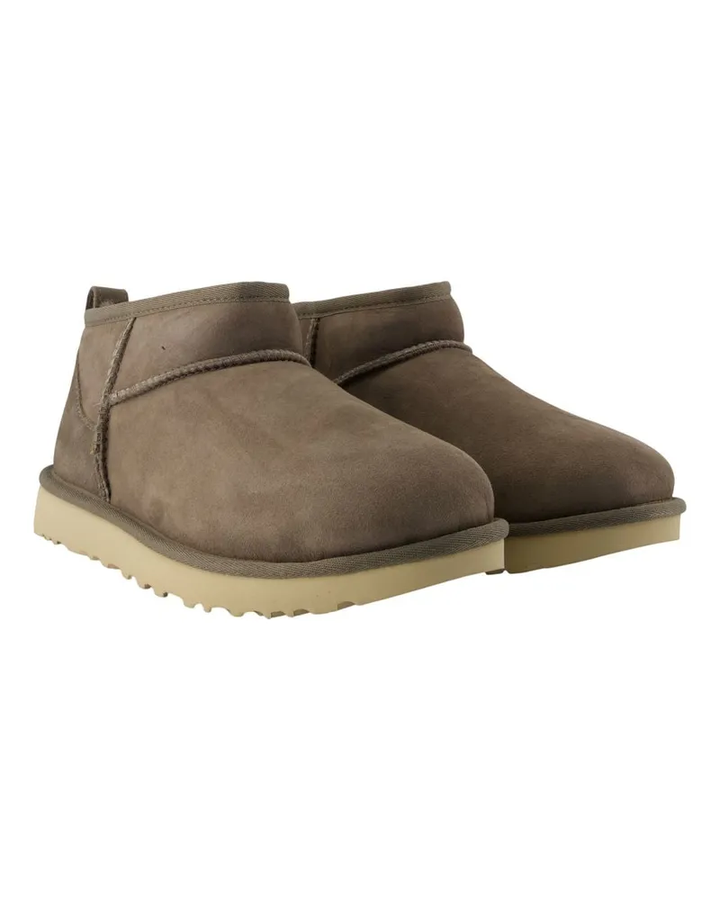 UGG Women's Classic Ultra Mini Ankle Boots -  Leather Green Other Shoes Ankle-Boots Brown