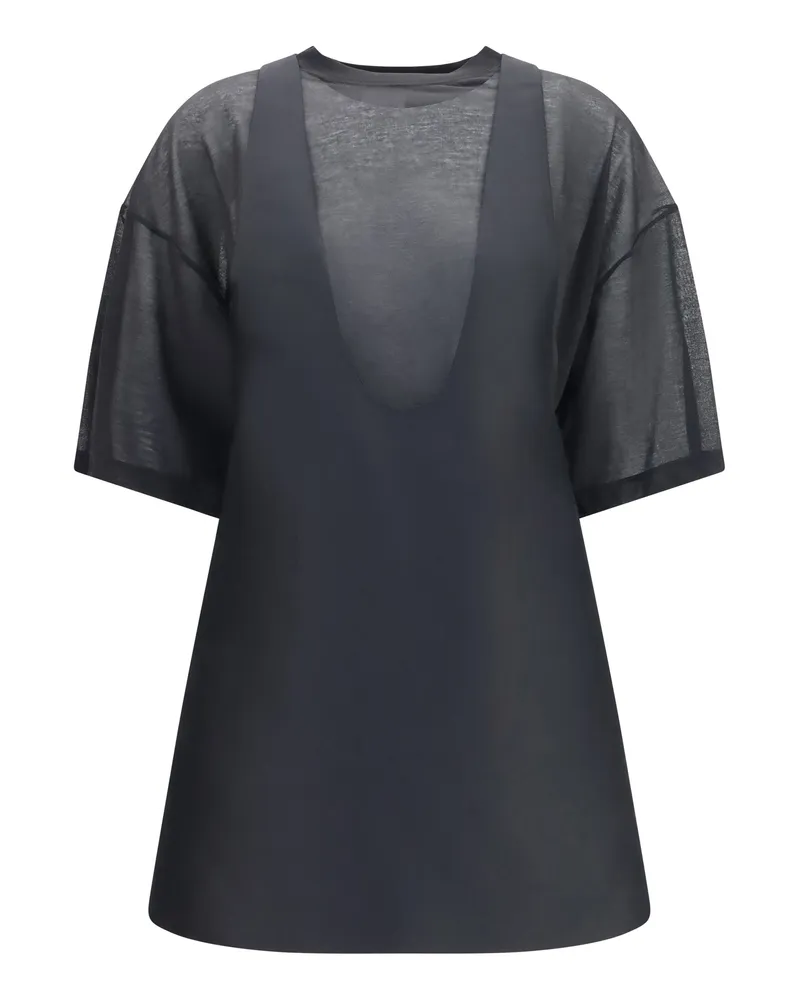 Balenciaga Women's Dress With Sheer T-Shirt Black Merino Wool (ovis Aries Black