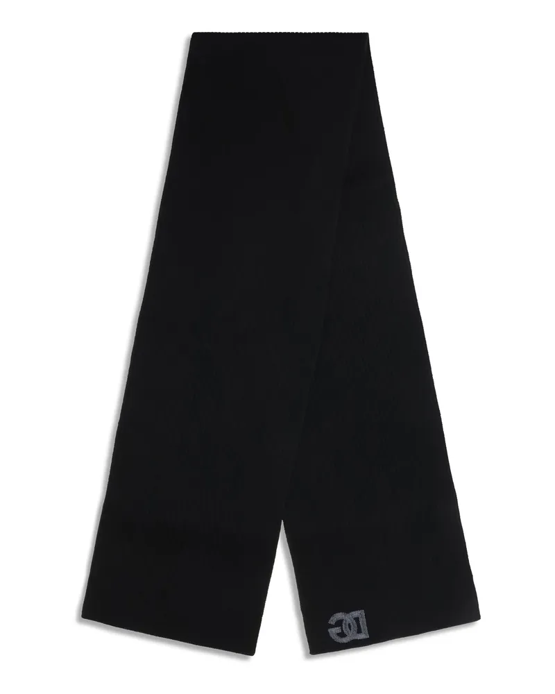 Dolce & Gabbana Men's Ribbed Virgin Wool Scarf Nero Fleece Ovis Aries Scarfs Black