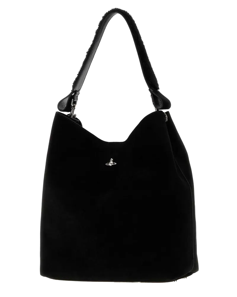 Vivienne Westwood Calfskin Leather Shoulder Bag — Black Black