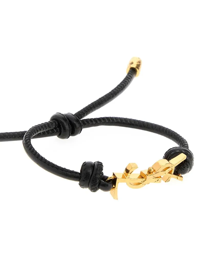 Saint Laurent Women's Black Leather Cassandre Bracelet Nero Bracciali Bracelets Nero