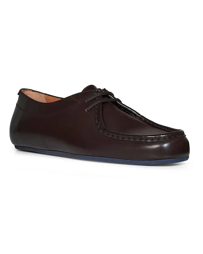 Jil Sander Men's Lace-Up Calf Leather Shoes Brown Loafers Brown