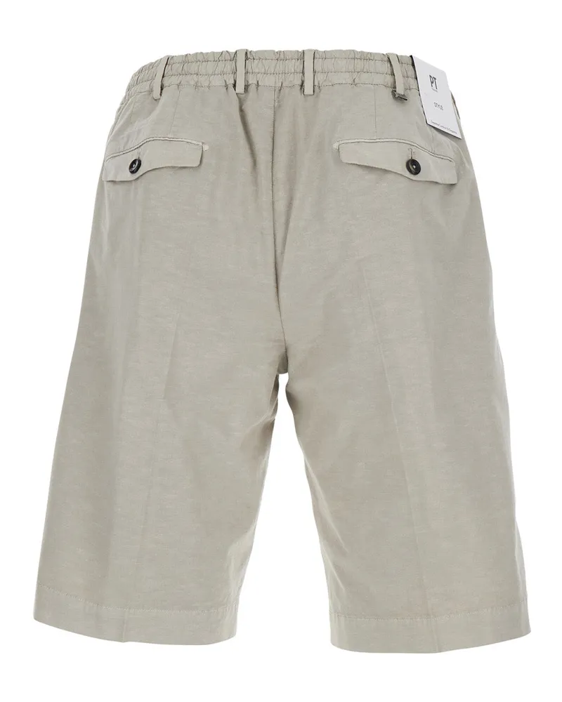 PT TORINO Cotton-Linen Blend Bermuda Shorts — Beige Beige