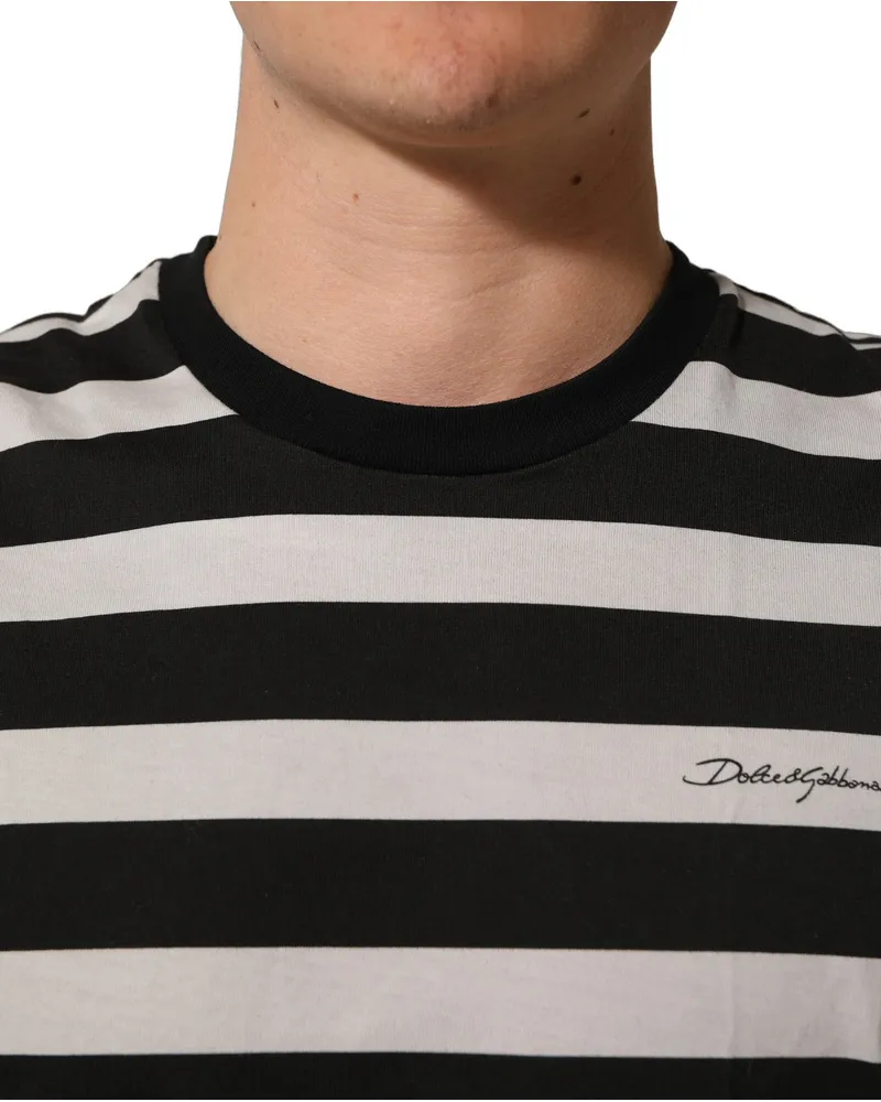 Dolce & Gabbana Men's Black White Stripes Cotton Sleeveless T-Shirt Black