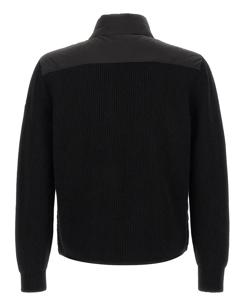 Moncler Wave-Quilted Hybrid Down Jacket — Black Black