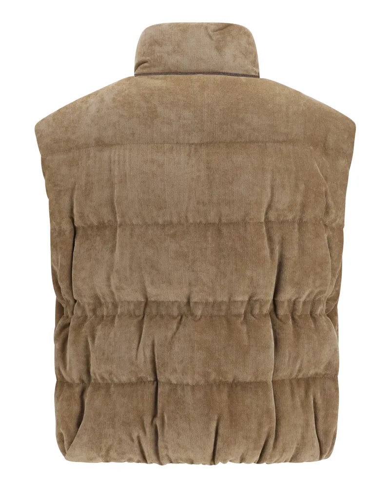 Brunello Cucinelli Padded Viscose Vest — Beige Beige