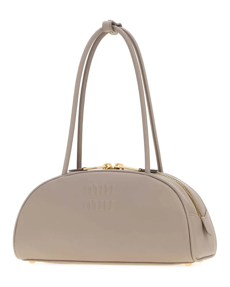 Miu Miu Women's Dove Grey Leather Beau Shoulder Bag Pomice Vitello Borse A Mano Beige