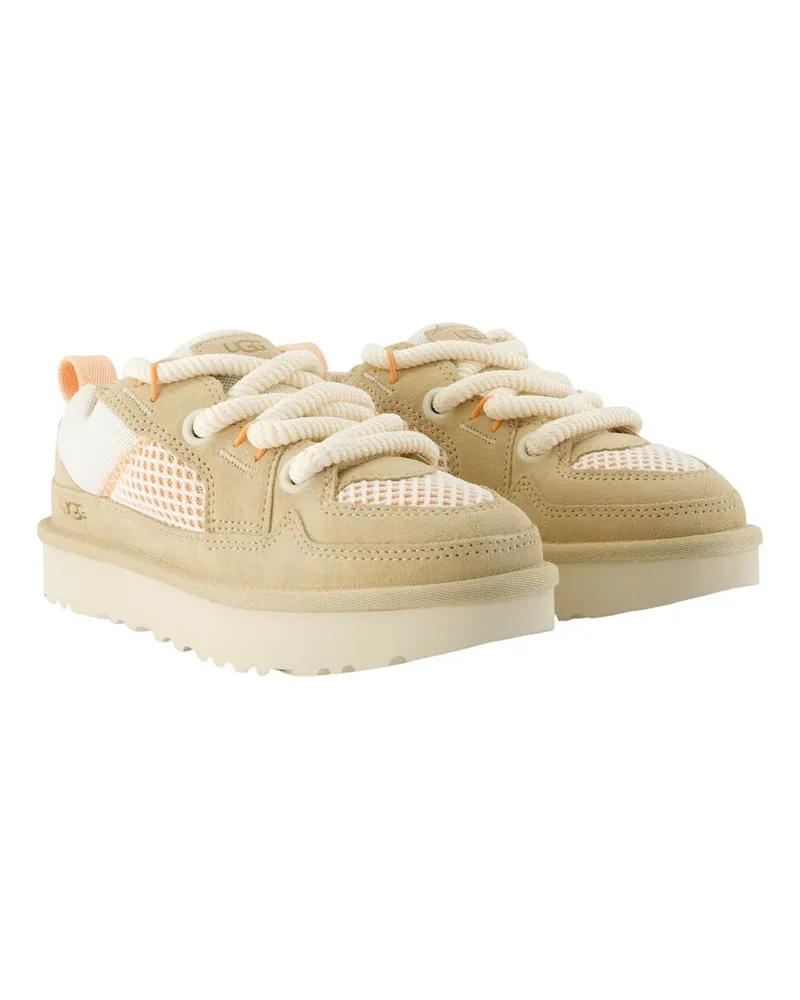 UGG Women's Lo Lowmel Mesh Sneakers -  Leather Multicolor Calfskin Shoes Beige