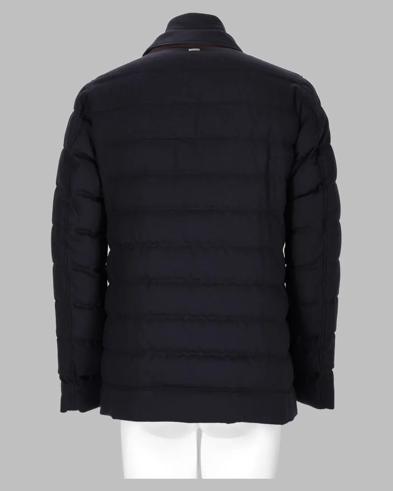 Herno Viscose and Wool Down Jacket — Blue Blue