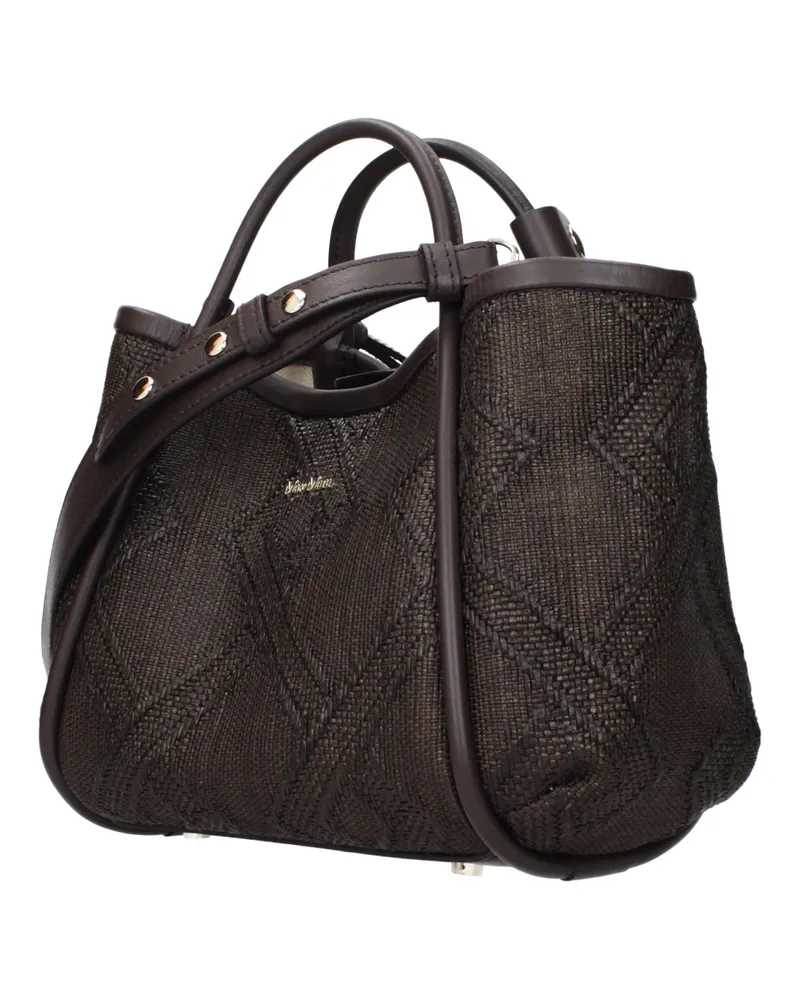 Max Mara Quilted Raffia Top Handle Bag — Brown Brown