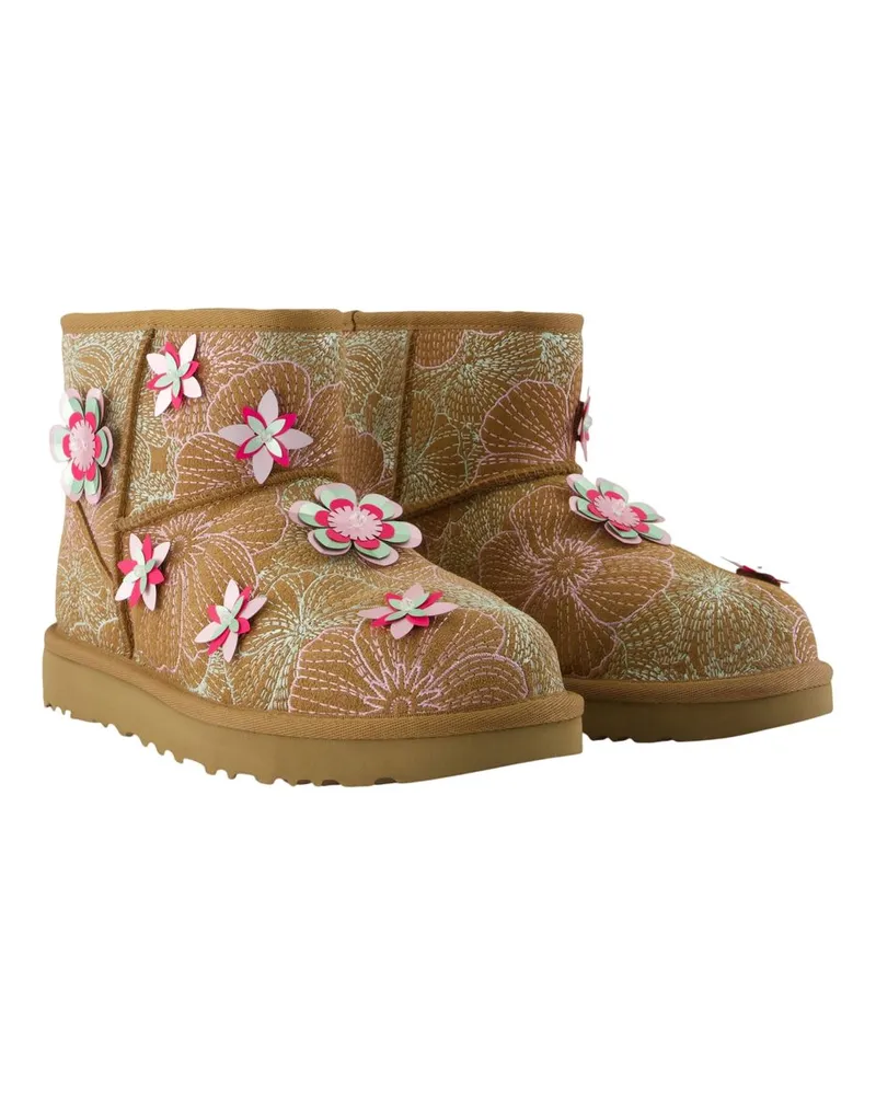 UGG Women's Classic Mini Meadow Ankle Boots -  Leather Brown Calfskin Shoes Ankle-Boots Brown