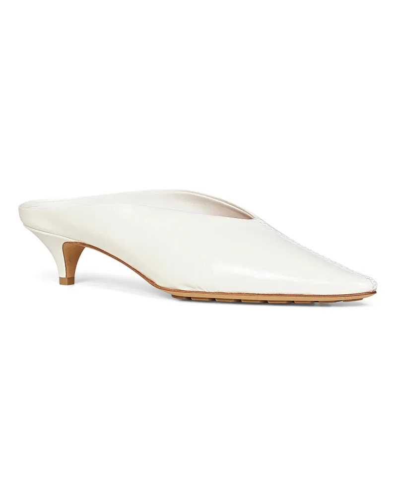 Bottega Veneta Women's Mule Pumps Vesta White Leather Calf Mules Sandal White