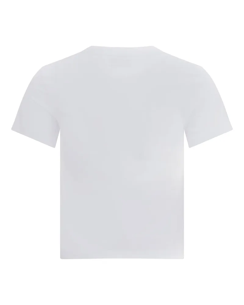 AMI Paris Women's Ami De Coeur Cropped T-Shirt Blanc Cotton T-Shirts And Polos White
