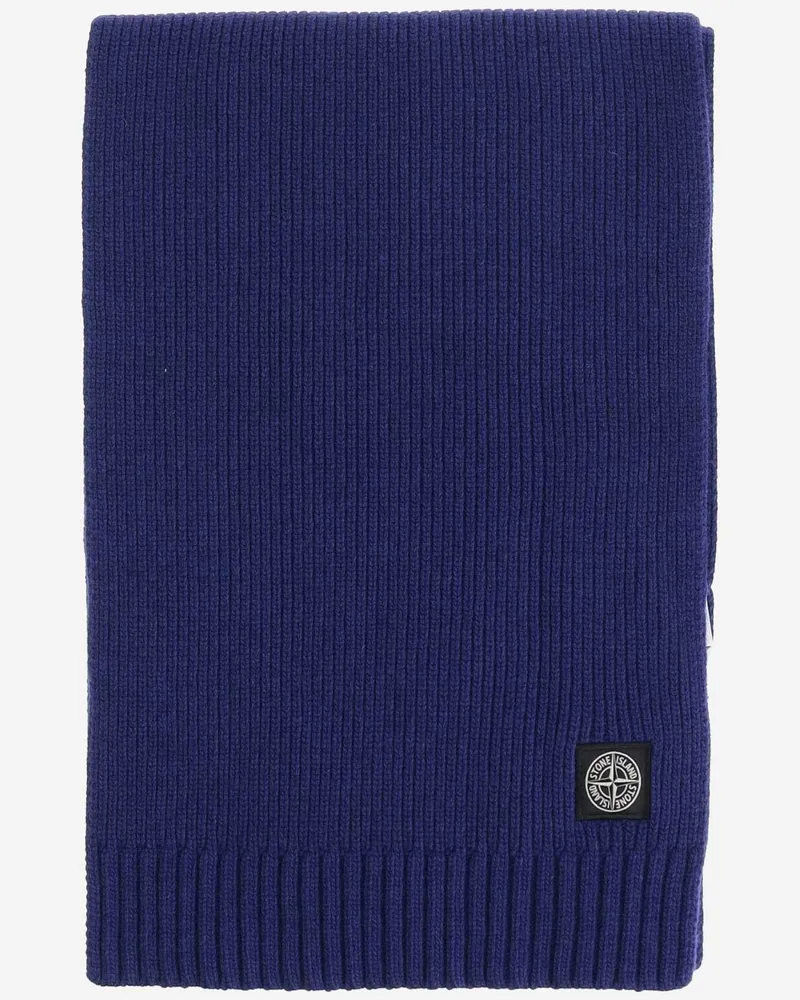 Stone Island Boys' Wool Blend Scarf With Logo Navy Scarfs Navy