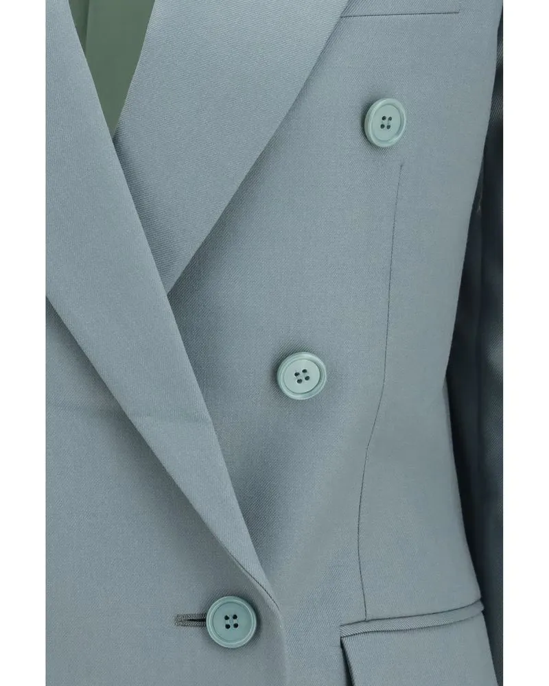 Chloé Double-Breasted Wool Blazer — Gray Gray