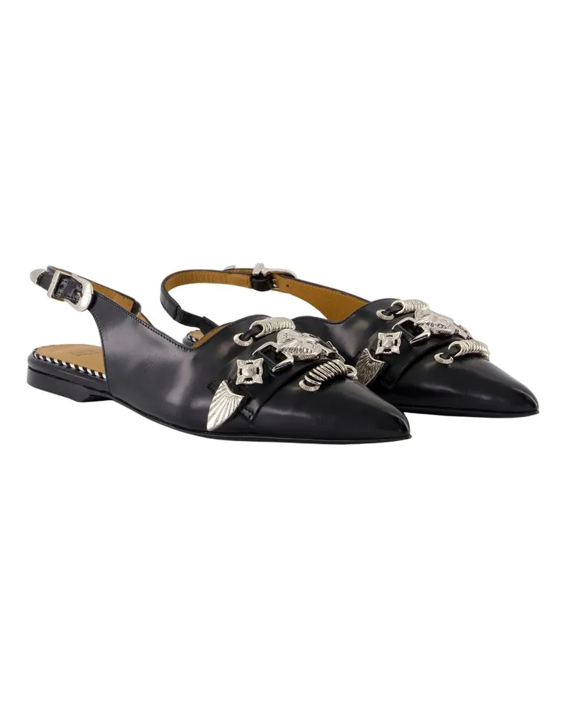 Toga Women's Aj1438 Slingbacks -  Leather Black Calfskin Shoes Flat-Shoes Black