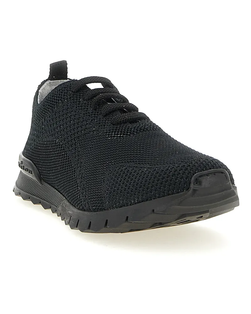 Kiton Men's Black Cotton Athletic Sneakers Black
