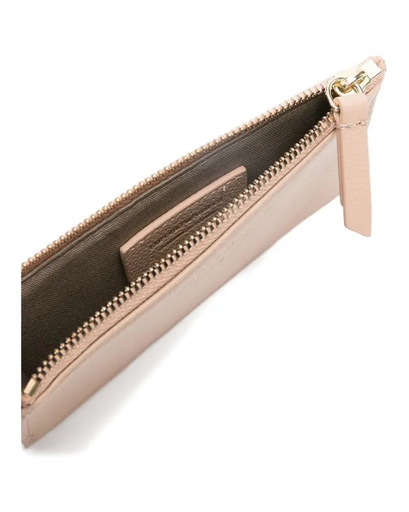 Emporio Armani Tumbled Leather Card Case — Beige Beige